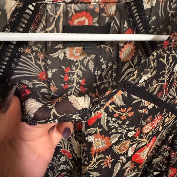 Intermix Floral Silk Deep Keyhole Women’s Blouse - Picture 6 of 9